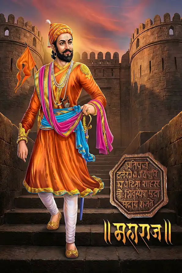 SV134 Chhatrapati Shivaji Maharaj Plain, Glitter, Stone, Crystal High Gloss Decorative Tile by Global Art