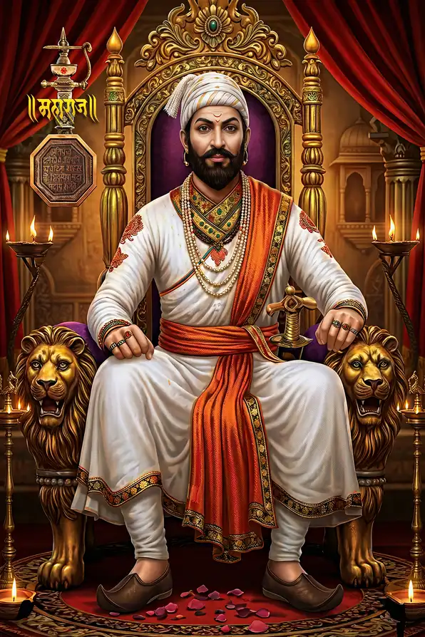 SV135 Chhatrapati Shivaji Maharaj Plain, Glitter, Stone, Crystal High Gloss Decorative Tile by Global Art