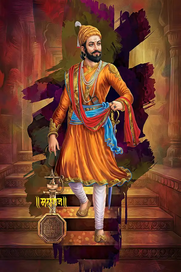 SV136 Chhatrapati Shivaji Maharaj Plain, Glitter, Stone, Crystal High Gloss Decorative Tile by Global Art