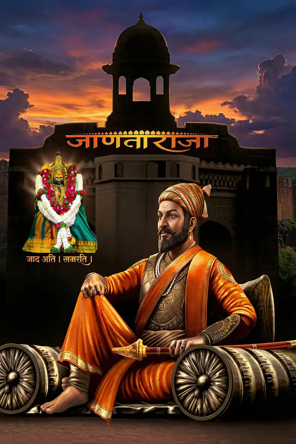 SV137 Chhatrapati Shivaji Maharaj Plain, Glitter, Stone, Crystal High Gloss Decorative Tile by Global Art