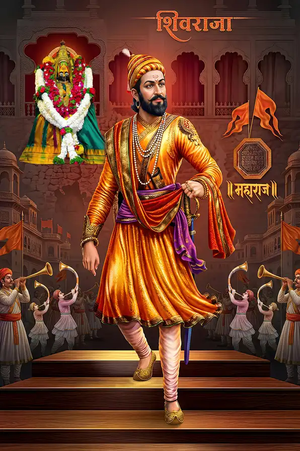 SV138 Chhatrapati Shivaji Maharaj Plain, Glitter, Stone, Crystal High Gloss Decorative Tile by Global Art