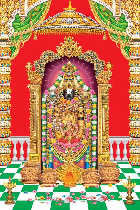 MG1126 Tirupati Balaji Plain, Glitter, Stone, Crystal High Gloss Decorative Tile by Global Art
