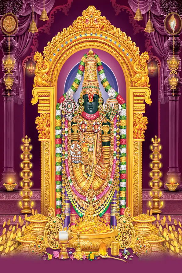 TR101 Tirupati Balaji Plain, Glitter, Stone, Crystal High Gloss Decorative Tile by Global Art
