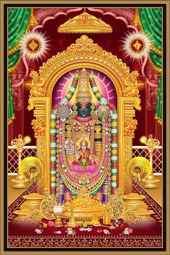 TR102E Tirupati Balaji Plain, Glitter, Stone, Crystal High Gloss Decorative Tile by Global Art