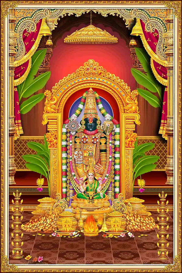 TR105 Tirupati Balaji Plain, Glitter, Stone, Crystal High Gloss Decorative Tile by Global Art