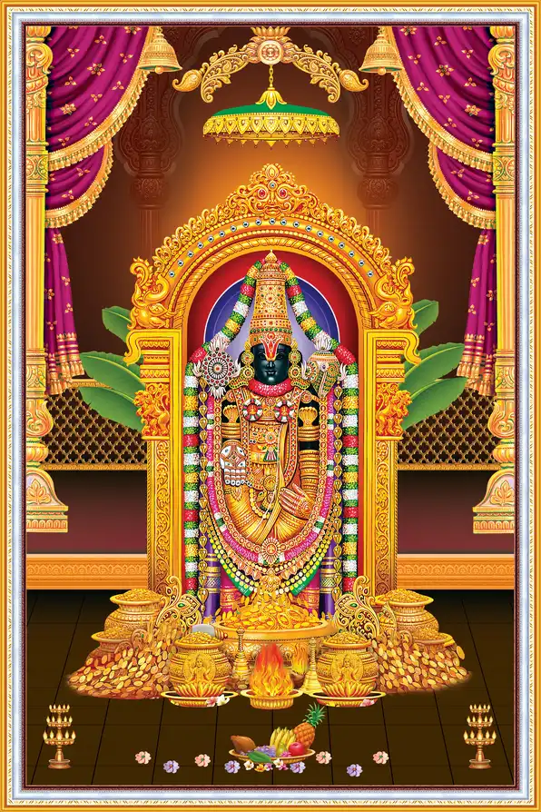 TR107 Tirupati Balaji Plain, Glitter, Stone, Crystal High Gloss Decorative Tile by Global Art