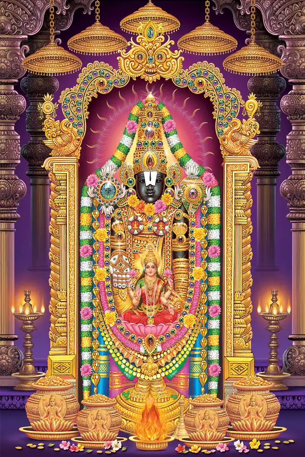 TR109 Tirupati Balaji Plain, Glitter, Stone, Crystal High Gloss Decorative Tile by Global Art