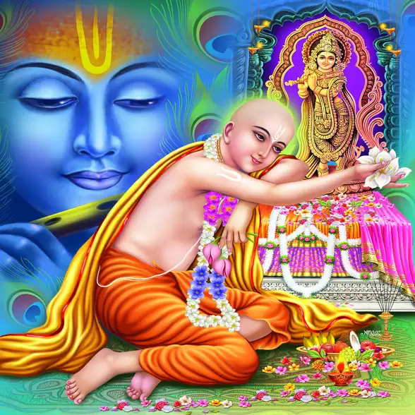 0442 Chaitanya Mahaprabhu Plain, Glitter, Stone, Crystal High Gloss Decorative Tile by Global Art