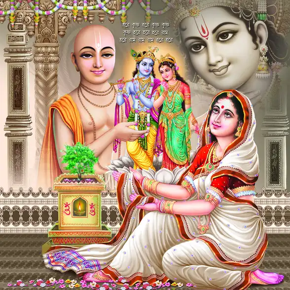 0443 Chaitanya Mahaprabhu Plain, Glitter, Stone, Crystal High Gloss Decorative Tile by Global Art