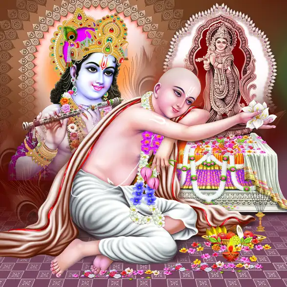 0444 Chaitanya Mahaprabhu Plain, Glitter, Stone, Crystal High Gloss Decorative Tile by Global Art
