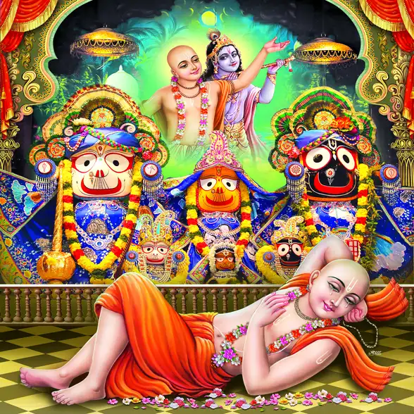 0445 Chaitanya Mahaprabhu Plain, Glitter, Stone, Crystal High Gloss Decorative Tile by Global Art
