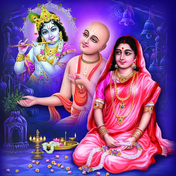 0449 Chaitanya Mahaprabhu Plain, Glitter, Stone, Crystal High Gloss Decorative Tile by Global Art