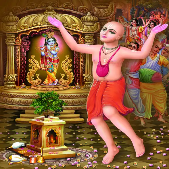 0454 Chaitanya Mahaprabhu Plain, Glitter, Stone, Crystal High Gloss Decorative Tile by Global Art