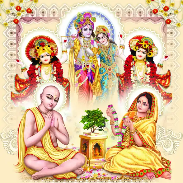 0452 Chaitanya Mahaprabhu Plain, Glitter, Stone, Crystal High Gloss Decorative Tile by Global Art