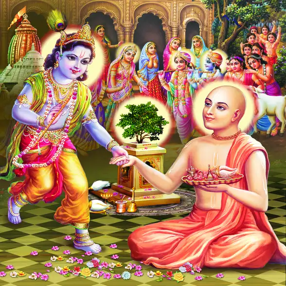 0456 Chaitanya Mahaprabhu Plain, Glitter, Stone, Crystal High Gloss Decorative Tile by Global Art