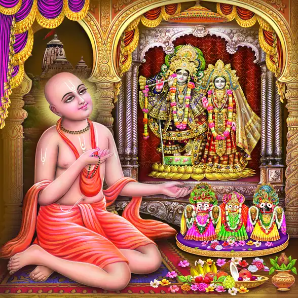 0457 Chaitanya Mahaprabhu Plain, Glitter, Stone, Crystal High Gloss Decorative Tile by Global Art