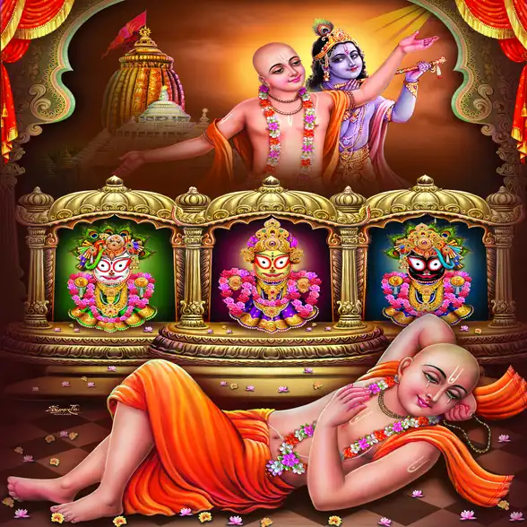 0462 Chaitanya Mahaprabhu Plain, Glitter, Stone, Crystal High Gloss Decorative Tile by Global Art