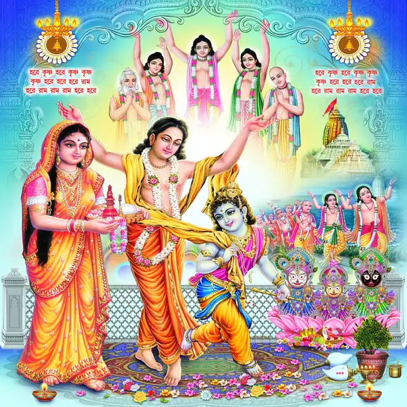 0466 Chaitanya Mahaprabhu Plain, Glitter, Stone, Crystal High Gloss Decorative Tile by Global Art