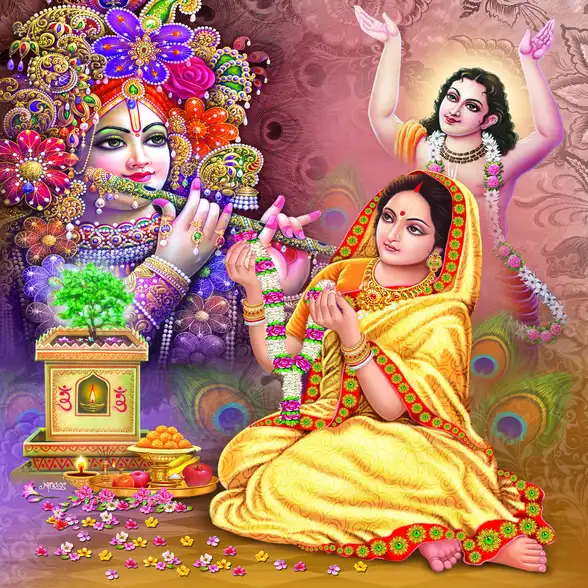 0469 Chaitanya Mahaprabhu Plain, Glitter, Stone, Crystal High Gloss Decorative Tile by Global Art