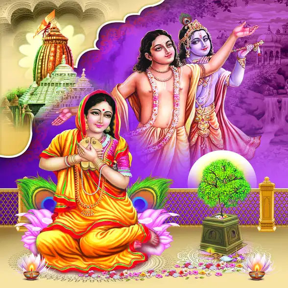 0472 Chaitanya Mahaprabhu Plain, Glitter, Stone, Crystal High Gloss Decorative Tile by Global Art