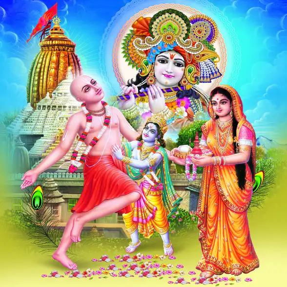 0473 Chaitanya Mahaprabhu Plain, Glitter, Stone, Crystal High Gloss Decorative Tile by Global Art