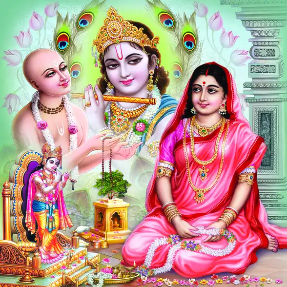 0481 Chaitanya Mahaprabhu Plain, Glitter, Stone, Crystal High Gloss Decorative Tile by Global Art