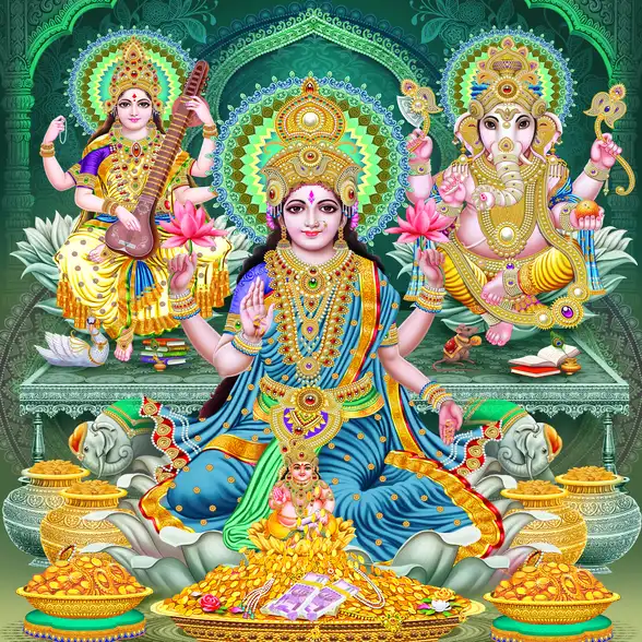 0518 Diwali Puja Plain, Glitter, Stone, Crystal High Gloss Decorative Tile by Global Art