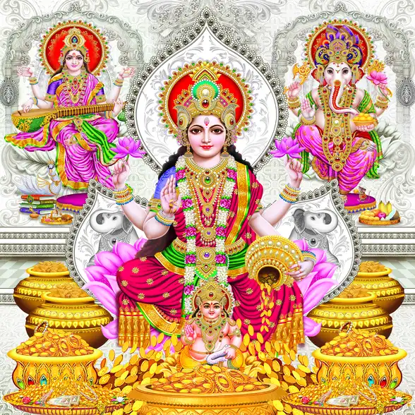 0530 Diwali Puja Plain, Glitter, Stone, Crystal High Gloss Decorative Tile by Global Art