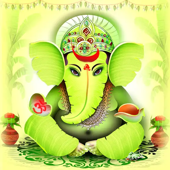 0128 Ganesh Ji Plain, Glitter, Stone, Crystal High Gloss Decorative Tile by Global Art