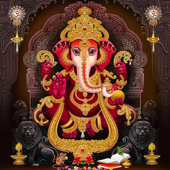 0130 Ganesh Ji Plain, Glitter, Stone, Crystal High Gloss Decorative Tile by Global Art