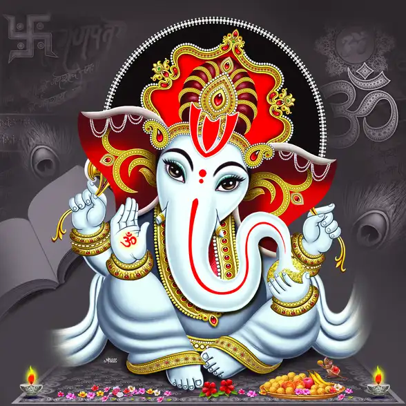0148 Ganesh Ji Plain, Glitter, Stone, Crystal High Gloss Decorative Tile by Global Art