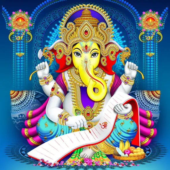 0156 Ganesh Ji Plain, Glitter, Stone, Crystal High Gloss Decorative Tile by Global Art