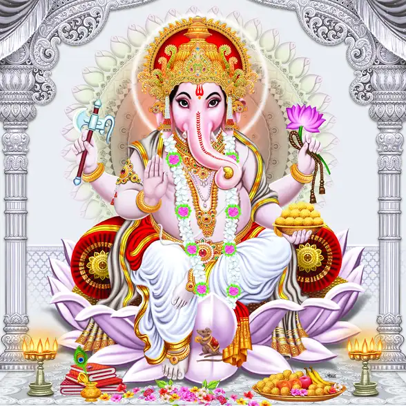 0167 Ganesh Ji Plain, Glitter, Stone, Crystal High Gloss Decorative Tile by Global Art