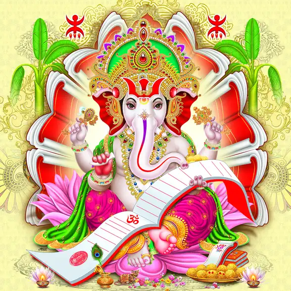 0168 Ganesh Ji Plain, Glitter, Stone, Crystal High Gloss Decorative Tile by Global Art
