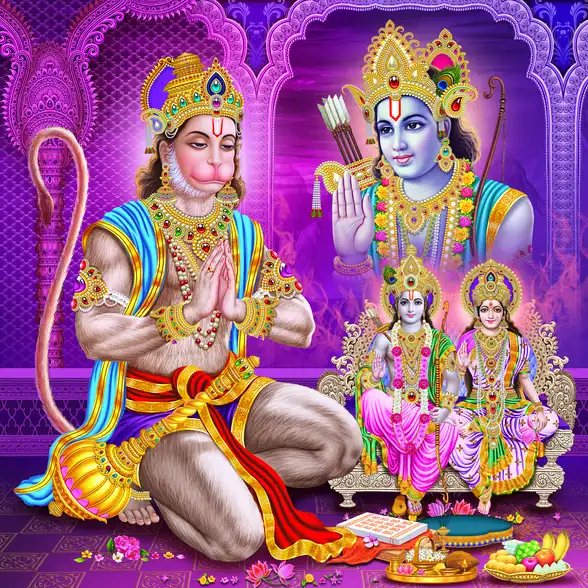 0424 Hanuman Ji Plain, Glitter, Stone, Crystal High Gloss Decorative Tile by Global Art
