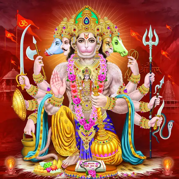 0426 Hanuman Ji Plain, Glitter, Stone, Crystal High Gloss Decorative Tile by Global Art