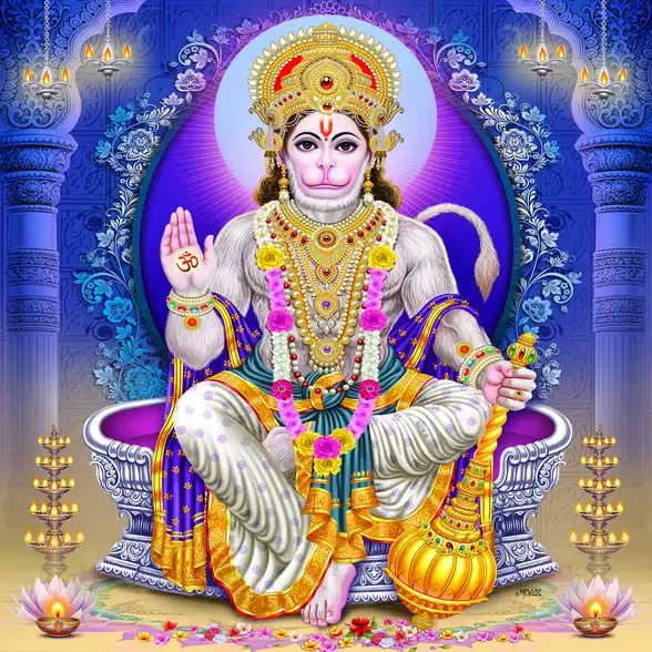 0429 Hanuman Ji Plain, Glitter, Stone, Crystal High Gloss Decorative Tile by Global Art