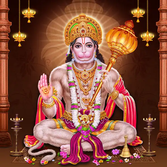 0435 Hanuman Ji Plain, Glitter, Stone, Crystal High Gloss Decorative Tile by Global Art