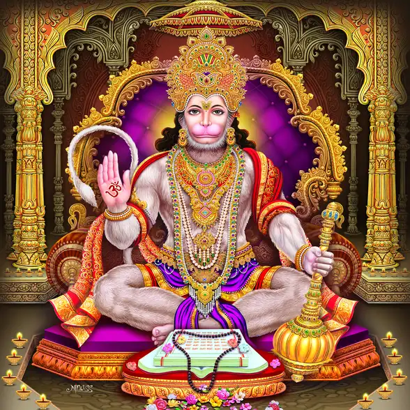 0432 Hanuman Ji Plain, Glitter, Stone, Crystal High Gloss Decorative Tile by Global Art