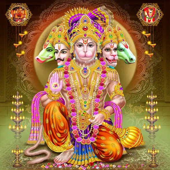 0433 Hanuman Ji Plain, Glitter, Stone, Crystal High Gloss Decorative Tile by Global Art
