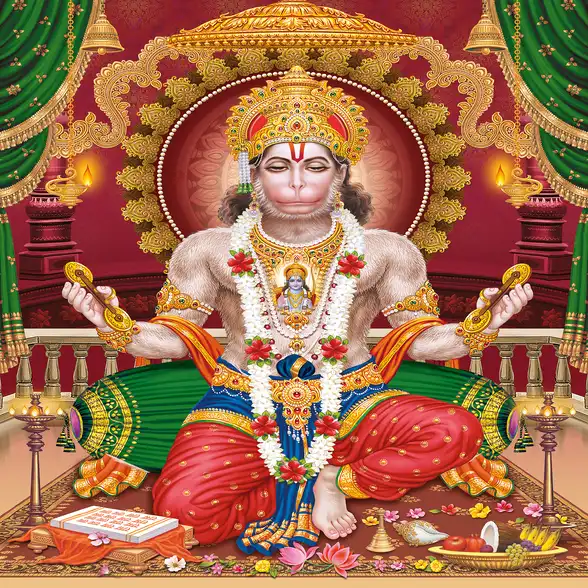 0439 Hanuman Ji Plain, Glitter, Stone, Crystal High Gloss Decorative Tile by Global Art