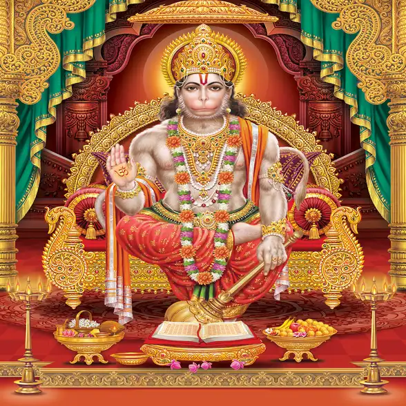 0441 Hanuman Ji Plain, Glitter, Stone, Crystal High Gloss Decorative Tile by Global Art