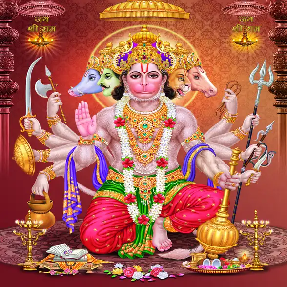 1836 Hanuman Ji Plain, Glitter, Stone, Crystal High Gloss Decorative Tile by Global Art