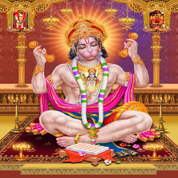 1841 Hanuman Ji Plain, Glitter, Stone, Crystal High Gloss Decorative Tile by Global Art