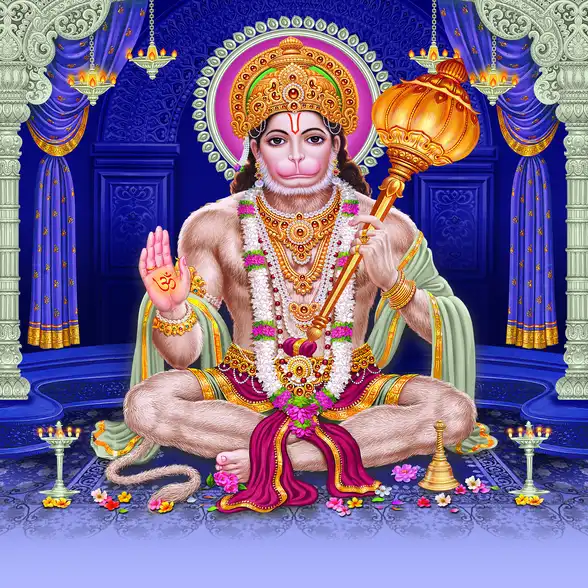 1842 Hanuman Ji Plain, Glitter, Stone, Crystal High Gloss Decorative Tile by Global Art