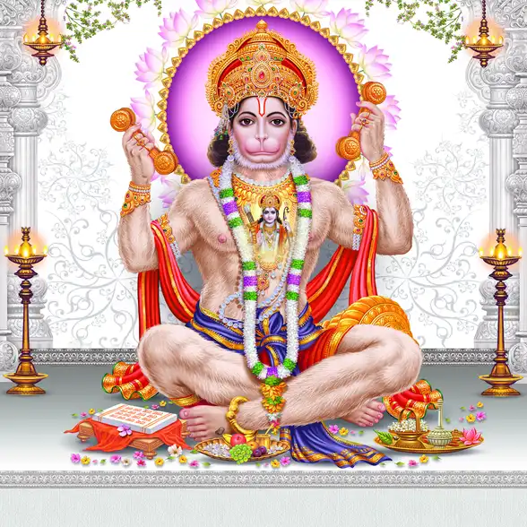 1846 Hanuman Ji Plain, Glitter, Stone, Crystal High Gloss Decorative Tile by Global Art
