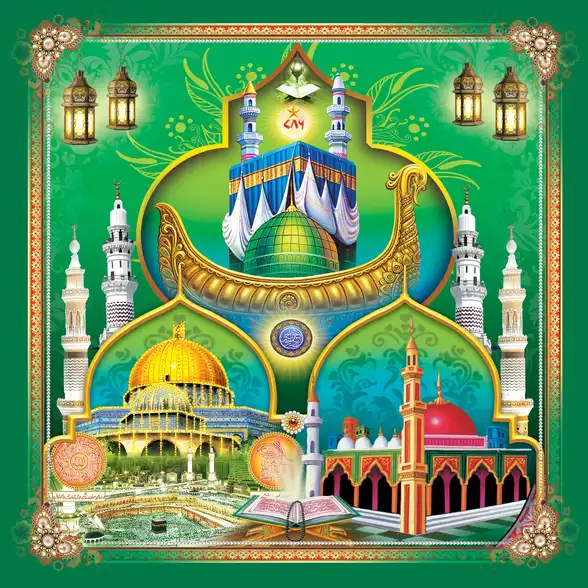 0771 Islamic Collection Plain, Glitter, Stone, Crystal High Gloss Decorative Tile by Global Art