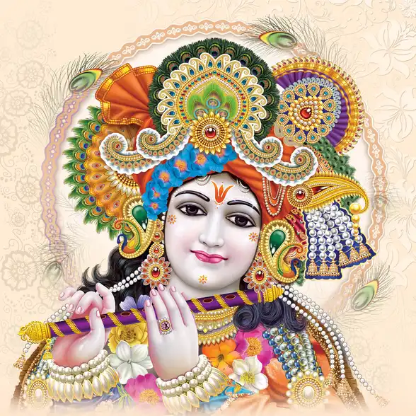 0019 Lord Krishna Plain, Glitter, Stone, Crystal High Gloss Decorative Tile by Global Art