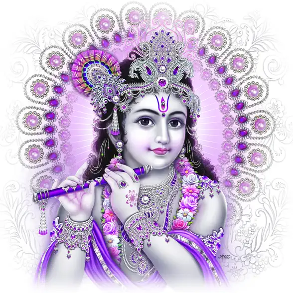 0035 Lord Krishna Plain, Glitter, Stone, Crystal High Gloss Decorative Tile by Global Art