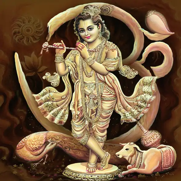 0039 Lord Krishna Plain, Glitter, Stone, Crystal High Gloss Decorative Tile by Global Art